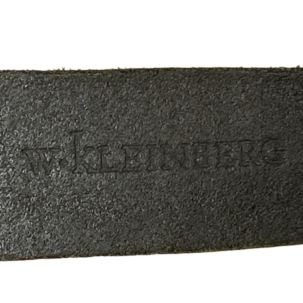 VTG W‎ Kleinberg Thumb Print Buckle Leather Belt Black Made in USA Size 36